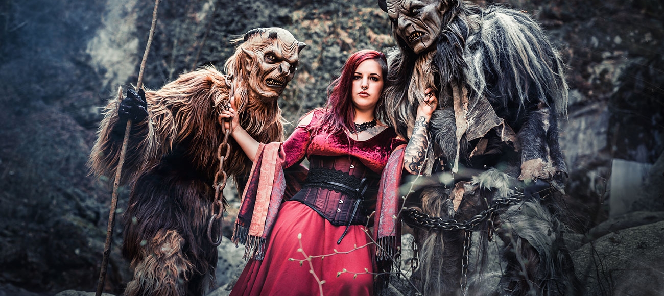 Krampus Photoshooting mit Model in Lana