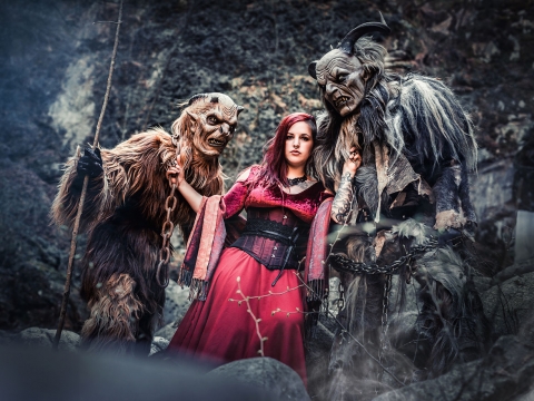 Krampus Photoshooting mit Model in Lana